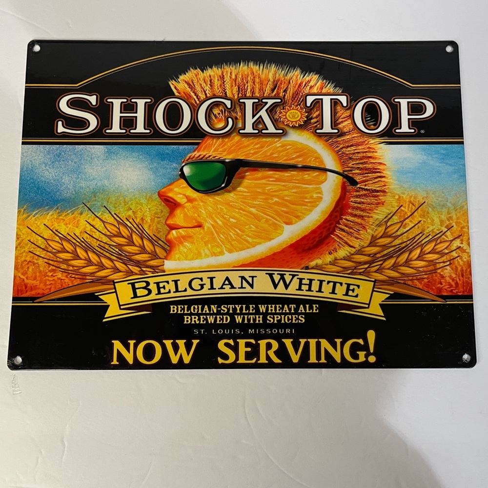 Rare,, Discontinued Metal Shock Top Belgian White Beer Sign